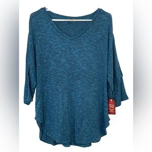 NWT Faded Glory Women’s Hatchi Cold Shoulder Top XXL Size 20 Peacock Blue